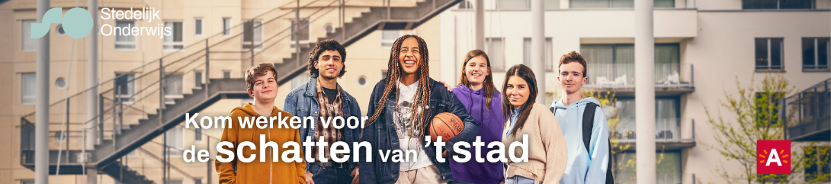 Beeld in kader van campagne van Stedelijk Onderwijs Antwerpen: Kom werken voor de schatten van 't stad
